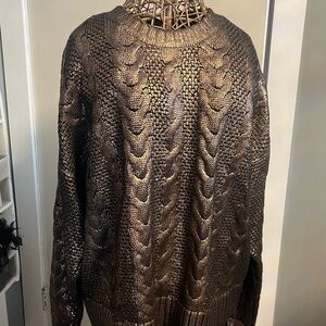 torrid Metallic Black and Bronze Cable Knit Sweater